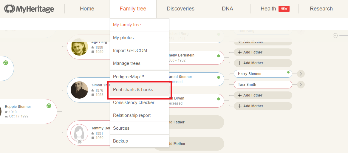 How To Create A Family Tree Chart Or Book On MyHeritage